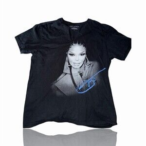 Janet Jackson Signature Tour Graphic T-Shirt Unisex Black Size L
